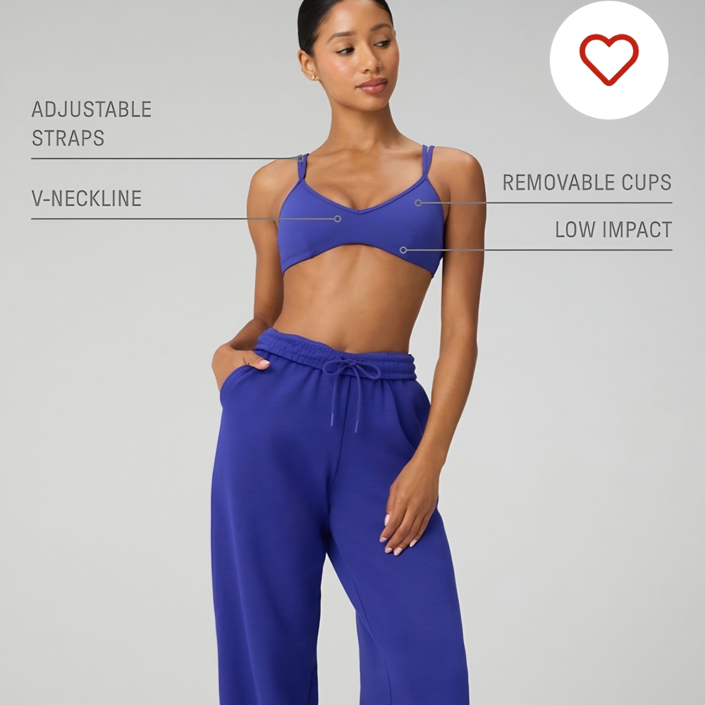 Fabletics PureLuxe Strappy Low Impact Sports Bra - Nightfall - Picture 3 of 8